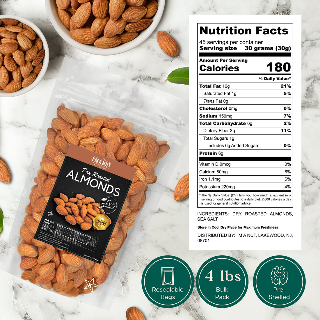 Almonds - Roasted Unsalted - imanut