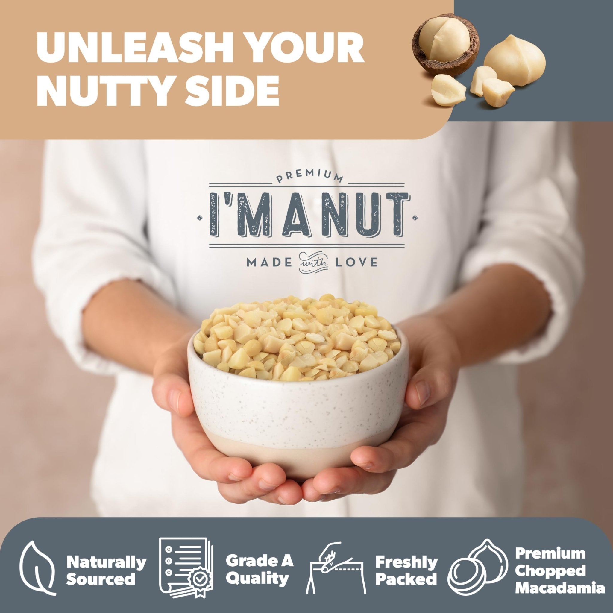 Macadamia Nuts - Raw Pieces - imanut