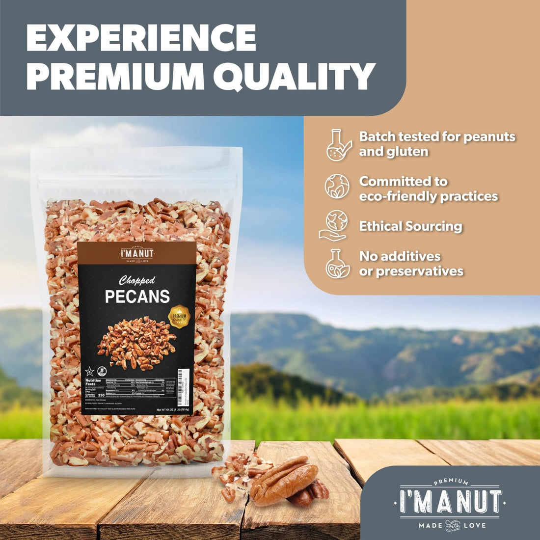 Pecans - Raw Chopped - imanut
