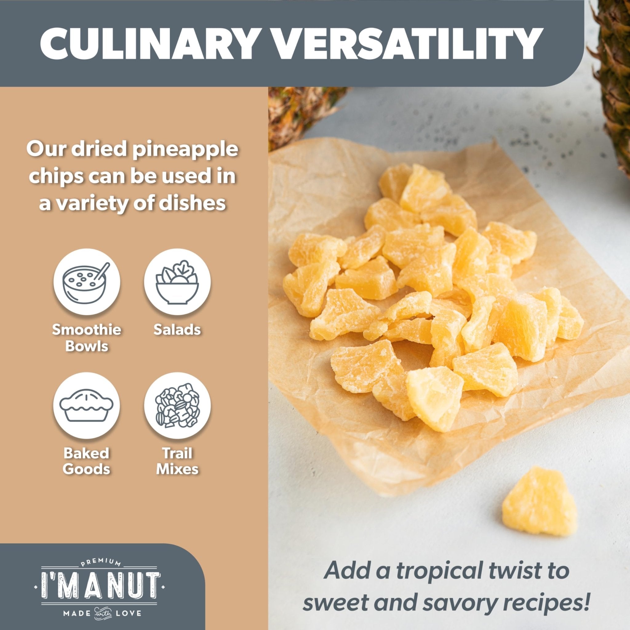Pineapple Chunks - Dried - imanut