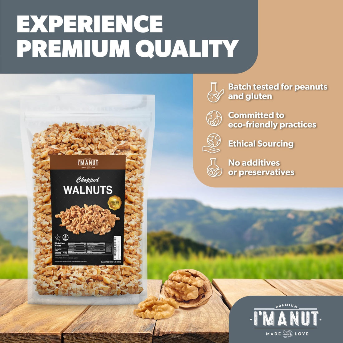 Walnuts - Chopped Raw - imanut