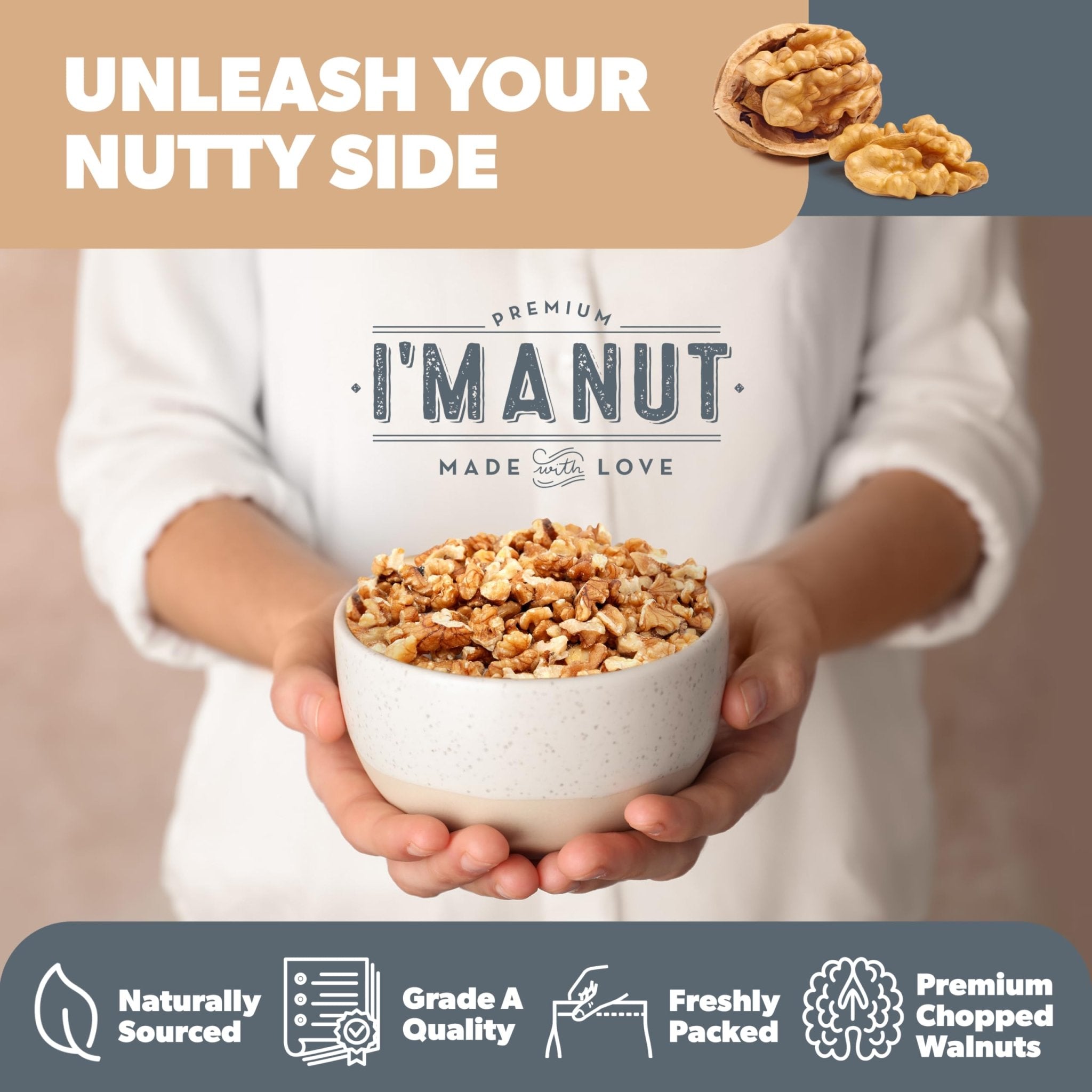 Walnuts - Chopped Raw - imanut